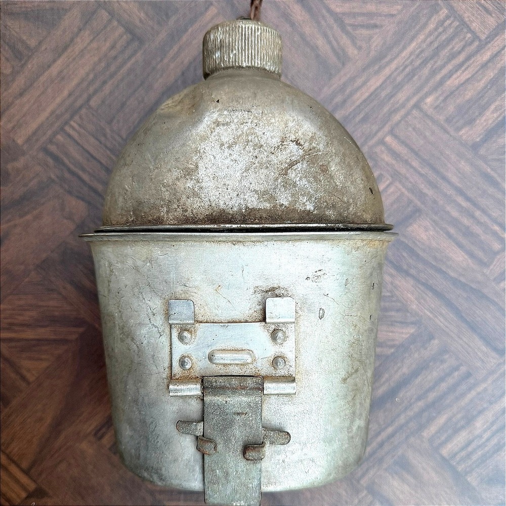 Vintage 1944 WWII US Military Canteen and Cup Foley Mfg Co Aluminum Field Gear
